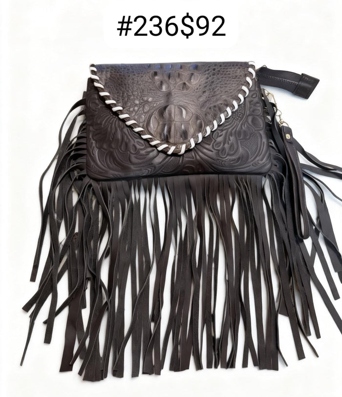 Fringe Crossbody — Black