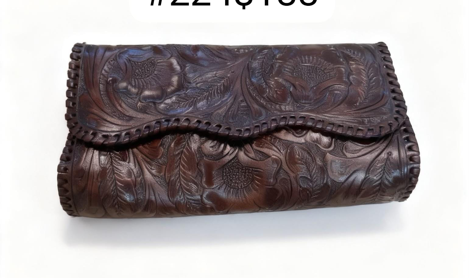 Hand-Tooled Clutch — Mahogany